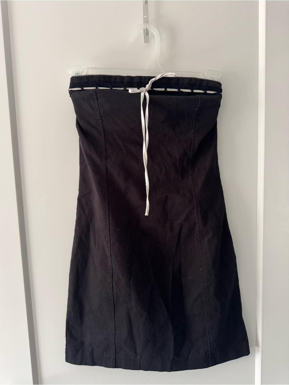 NWT GARAGE Black Strapless Drawstring Dress